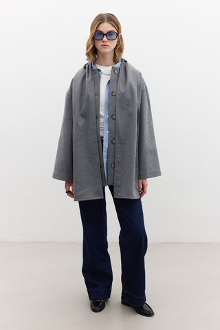 Shawl Collar Cachet Coat Grey