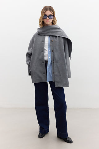 Shawl Collar Cachet Coat Grey