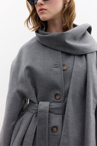 Shawl Collar Cachet Coat Grey