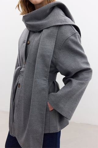 Shawl Collar Cachet Coat Grey