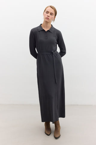 Collared Knit Dress Anthracite