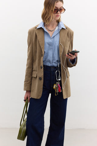 Ribbed Velvet Blazer Camel