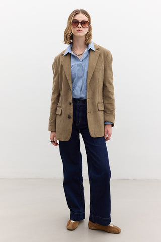 Ribbed Velvet Blazer Camel