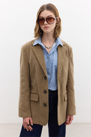 Ribbed Velvet Blazer Camel