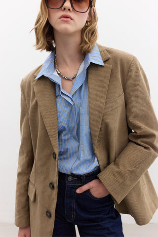 Ribbed Velvet Blazer Camel