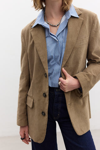 Ribbed Velvet Blazer Camel