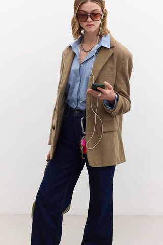 Ribbed Velvet Blazer Camel