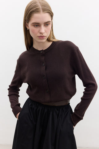 Soft Knit Cardigan Dark Brown