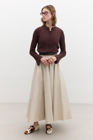 Small Button Knit Cardigan Brown