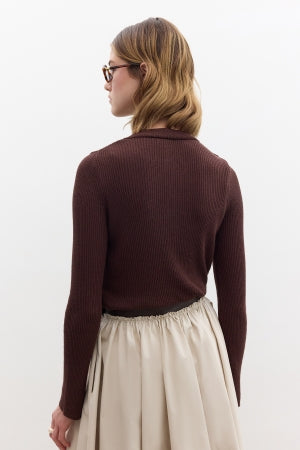 Small Button Knit Cardigan Brown