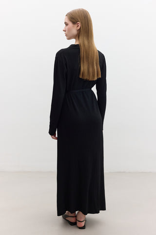Collared Knit Dress Black
