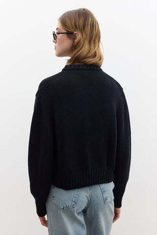 Cotton Knit Cardigan Black