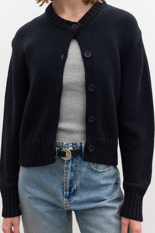 Cotton Knit Cardigan Black