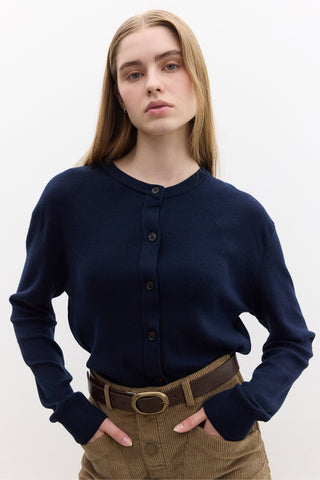 Soft Knit Cardigan Navy Blue