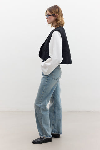 Kapitone İşlemeli Yelek Siyah