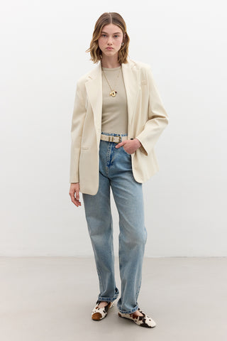 Klasik Düğmeli Blazer Vanilya