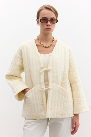 Quilted Belted Jacket Vanilla