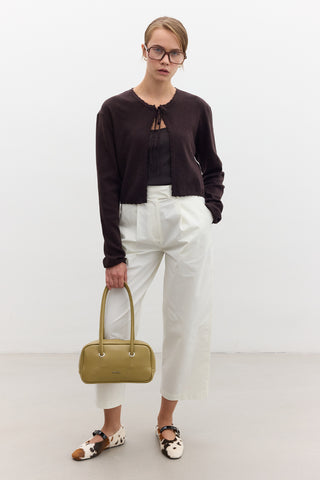 Soft Knit Cardigan With Lacing Brown