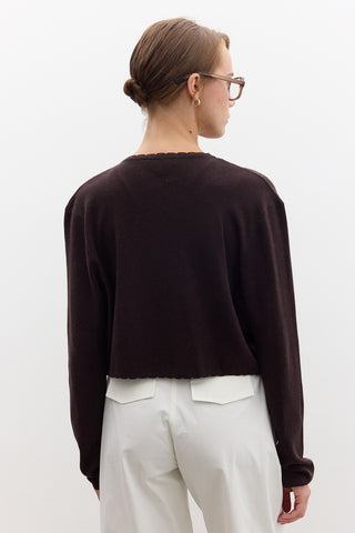 Soft Knit Cardigan With Lacing Brown