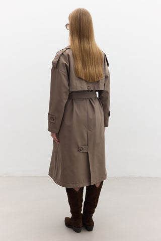 Double-Breasted Trench Coat With Buttons Mink