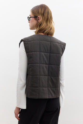 Quilted Fitted Short Vest Anthracite