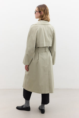 Oversize Wide Collar Trench Coat Green