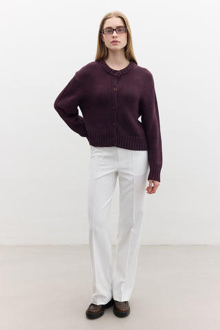 Cotton Knit Cardigan Purple