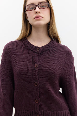 Cotton Knit Cardigan Purple