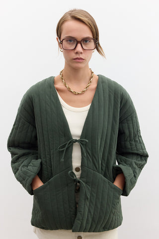 Quilted Belted Jacket Green