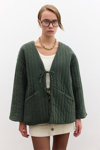 Quilted Belted Jacket Green