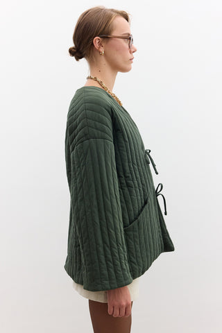 Quilted Belted Jacket Green