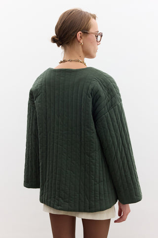 Quilted Belted Jacket Green