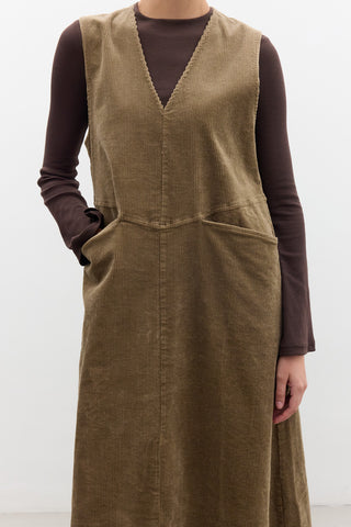 Corduroy Pinafore Dress Camel