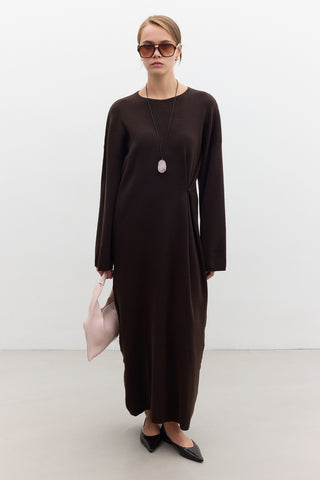 Tie Knit Dress Brown