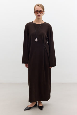 Tie Knit Dress Brown
