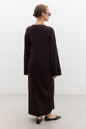 Tie Knit Dress Brown
