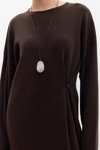 Tie Knit Dress Brown
