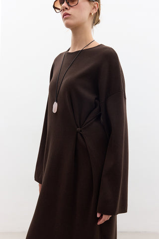 Tie Knit Dress Brown