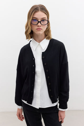 Oversized Soft Knit Cardigan Black