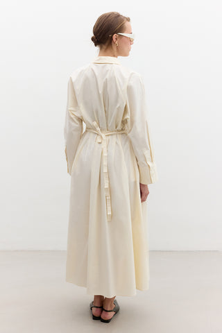 Pleated Detail Shirt Dress Soft Yellow