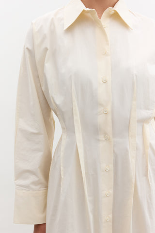 Pleated Detail Shirt Dress Soft Yellow