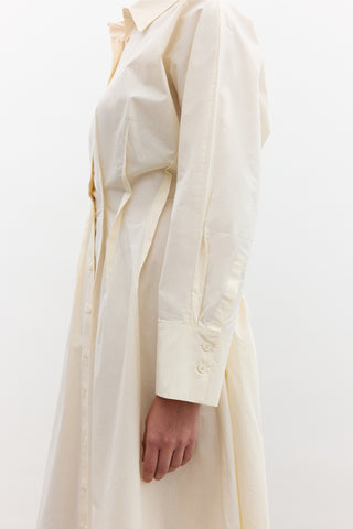 Pleated Detail Shirt Dress Soft Yellow