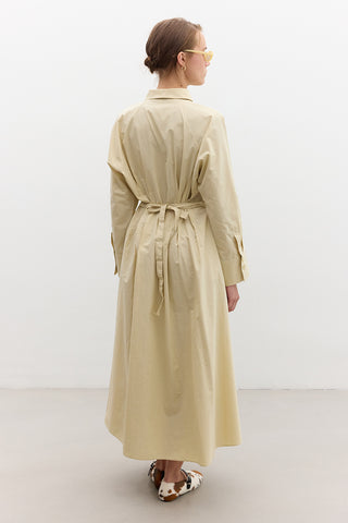 Pleated Detail Shirt Dress Yellow