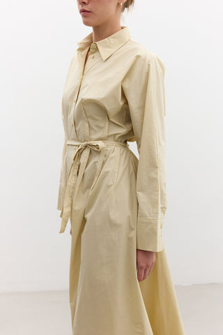 Pleated Detail Shirt Dress Yellow