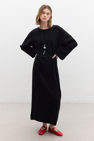Tie Knit Dress Black