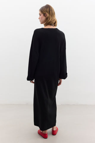 Tie Knit Dress Black