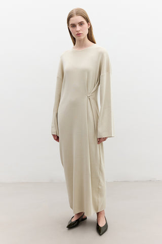 Tie Knit Dress Beige