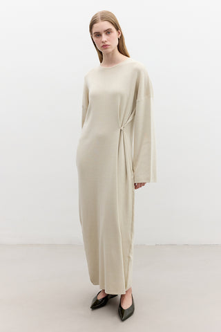 Tie Knit Dress Beige