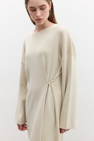 Tie Knit Dress Beige