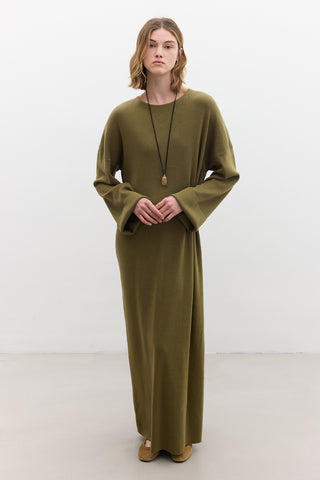 Tie Knit Dress Green